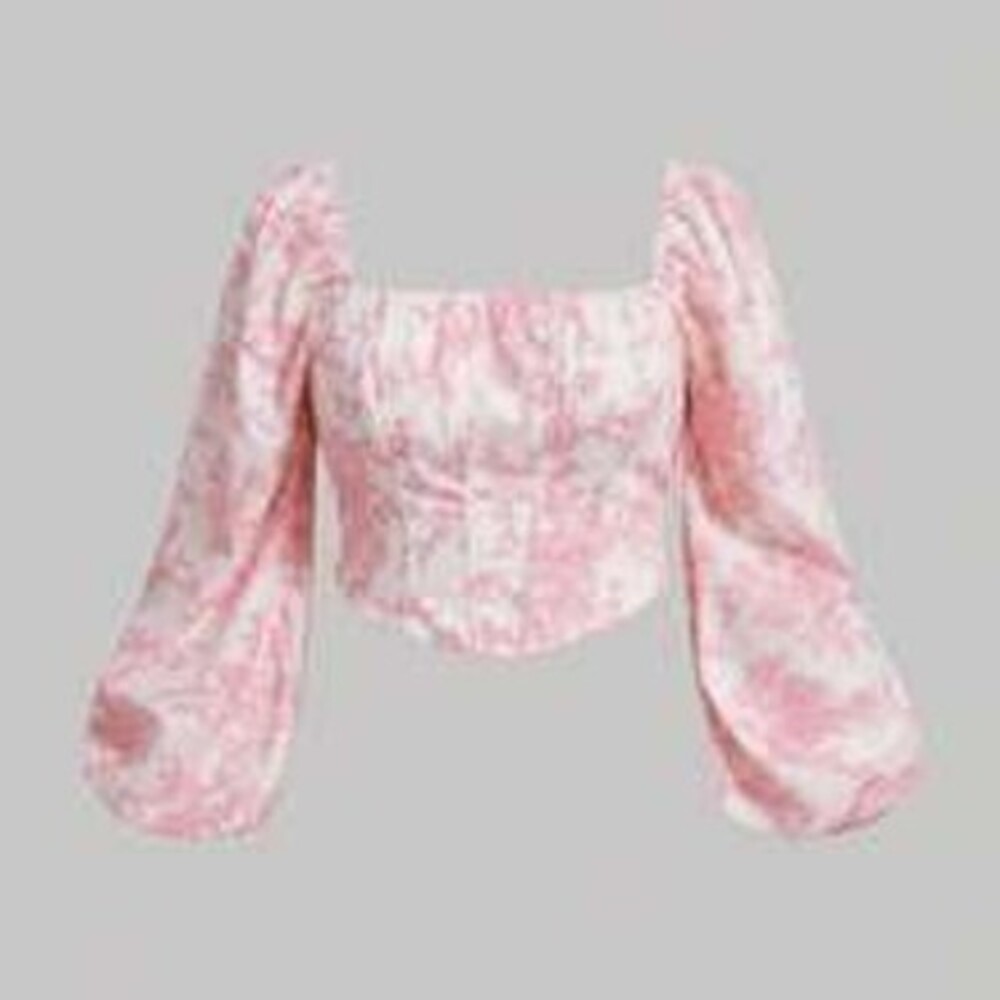 SHEIN MOD Plus Floral Print Square Neck Lantern Sleeve Blouse